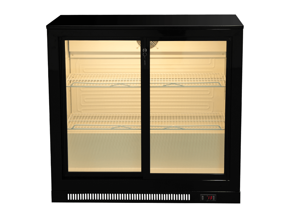 Double-door Plastic-sprayed Sliding Back Bar Cooler