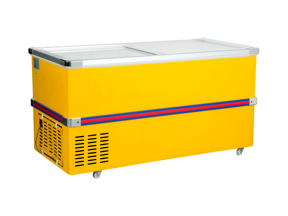 European style aluminum alloy edging freezer island cabinet