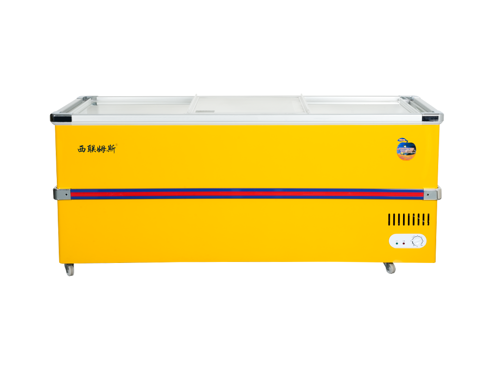 European style aluminum alloy edging freezer island cabinet