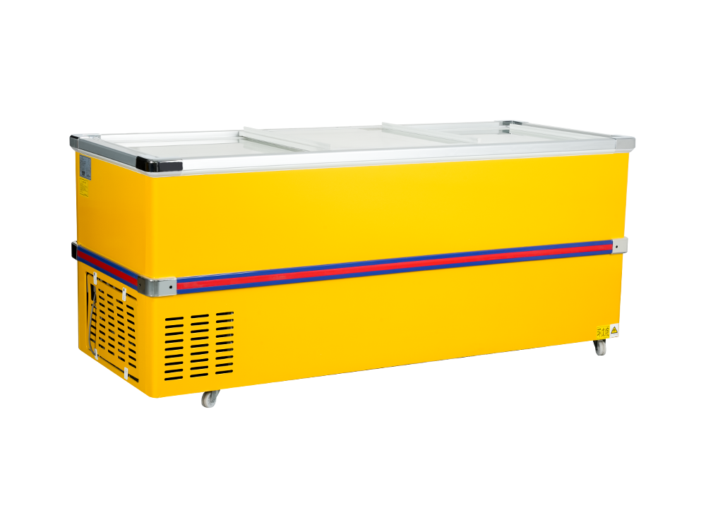 European style aluminum alloy edging freezer island cabinet