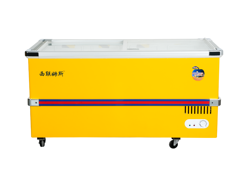 European style aluminum alloy edging freezer island cabinet